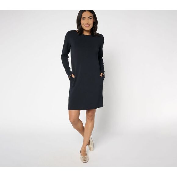 Belle by Kim Gravel Women's Petite Dress PL ScubaLuxe with Pockets Black A679972 - Picture 1 of 4